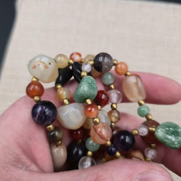 33 Inch Semi Precious Stones Beggar Bead Handmade Necklace B1115 - Picture 4 of 7